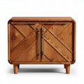 Wooden nightstand with two doors and geometric design 60 x 40 x 50cm