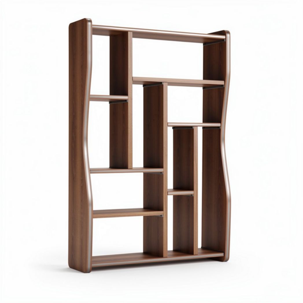 Wooden bookshelf with multiple compartments for home or office storage 150 x 30 x 180cm