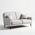 Fabric loveseat with two cushions and wooden legs in light gray 150 x 75 x 85cm